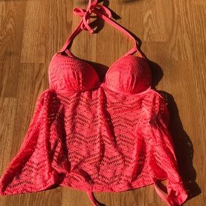 Bright pink swimsuit top
